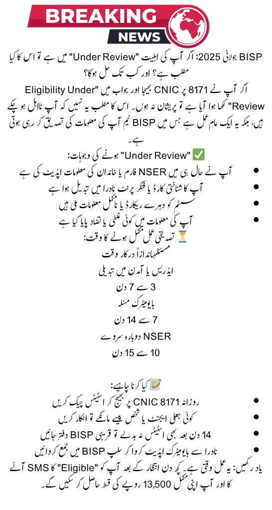 BISP July 2025 Eligibility Under Review What That Means and How Long It Takes