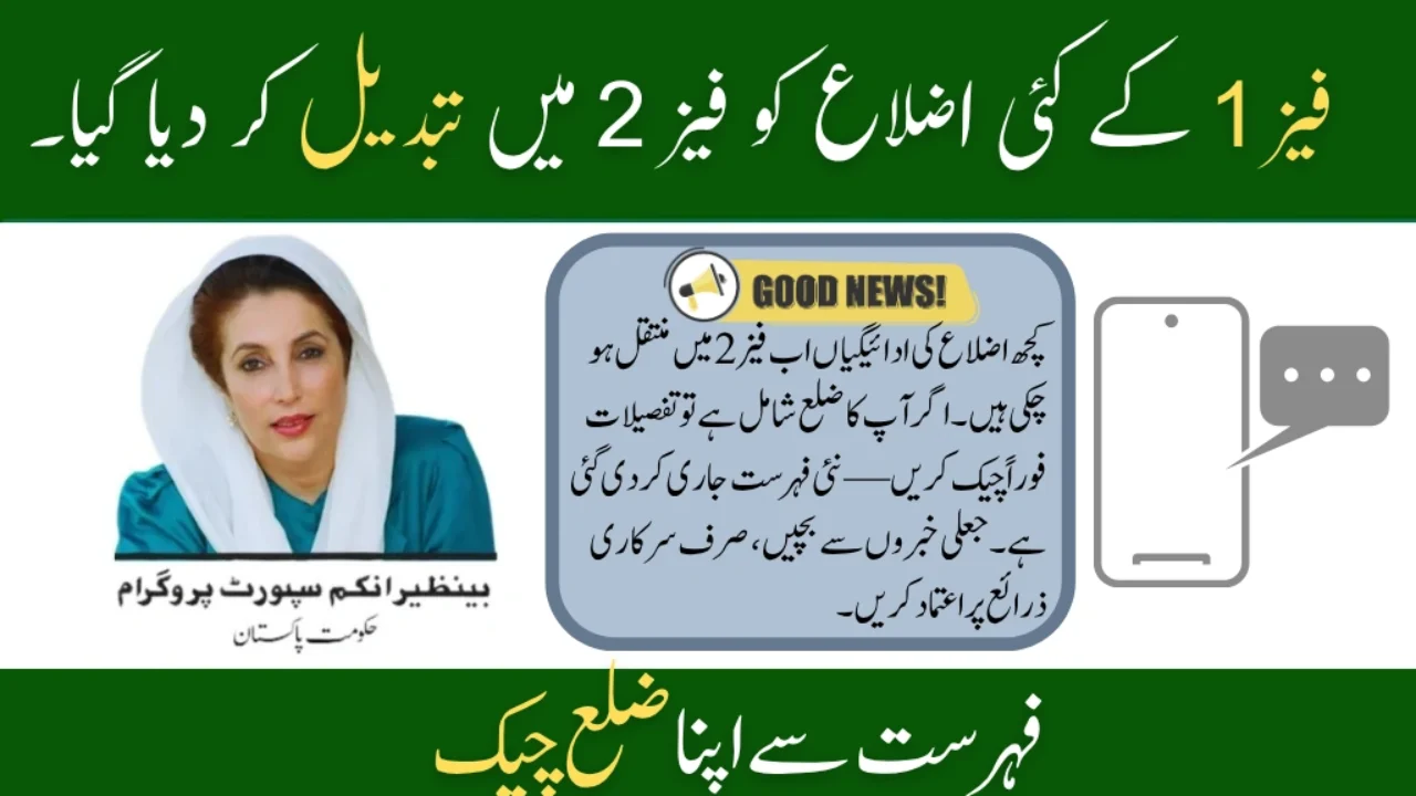 BISP Payment Update July 2025 – Phase 1 Districts Moved to Phase 2
